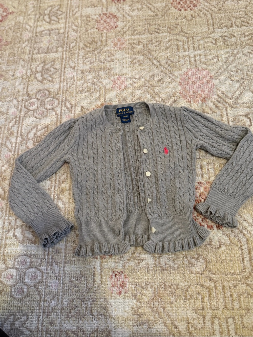 Polo by Ralph Lauren Light Gray Cable-Knit Cardigan
